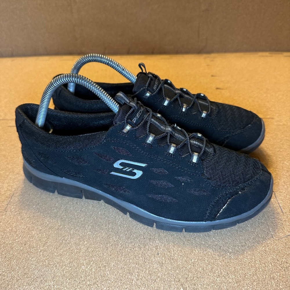 Skechers Empire Game On Womens 10 Black Bungee Slip On Sneakers 22604 Comfort